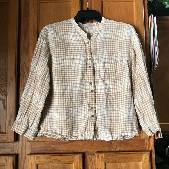 Everlane The Linen Billow Blouse Oversized Gingham Long Sleeve - XS - Picture 5 of 15